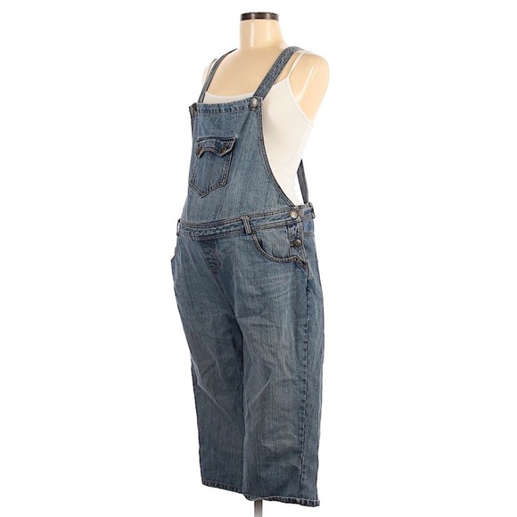 maternity denim overall shorts